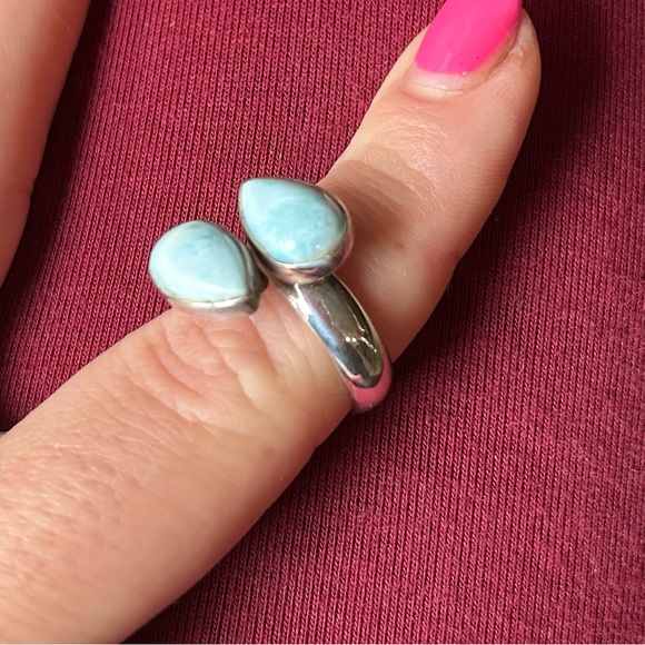 Adjustable Larimar Ring in Sterling Silver. - Picture 3 of 5